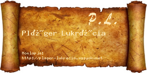 Pláger Lukrécia névjegykártya